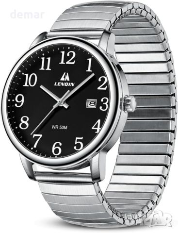 LN LENQIN Мъжки аналогов кварцов часовник, водоустойчив, ръчен,Easy Reader 38 мм разширителна лента , снимка 1 - Мъжки - 45607499