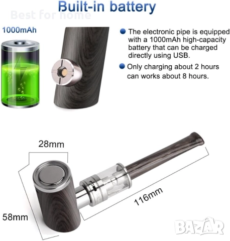 Kamry K1000 Plus Класическа дървена електронна система, 1000mah 30W, снимка 6 - Лули - 52919391