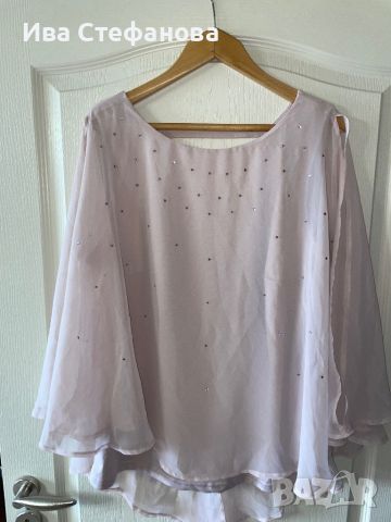 Нова нежна розова блуза туника тип перелина  с камъни цирконий , снимка 6 - Корсети, бюстиета, топове - 45682643