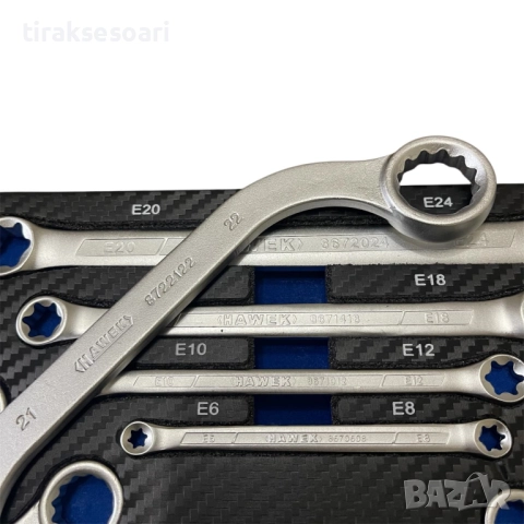 Комплект специални ключове HAWEK HW-2054 – 14 части, S-образни, C-образни и E-Torx, Cr-V, EVA модул, снимка 3 - Ключове - 52459483