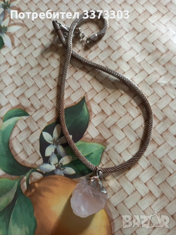 Колие с розов кварц, снимка 3 - Колиета, медальони, синджири - 53871866