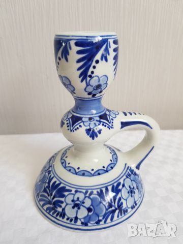 Стар порцеланов свещник с подпис Royal Delft, снимка 1 - Антикварни и старинни предмети - 46321691