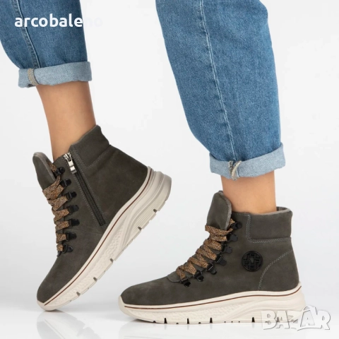 Дамски боти до глезена, изработени от естествен велур с декоративни връзки Grega, 2цвята , снимка 4 - Дамски боти - 52597732