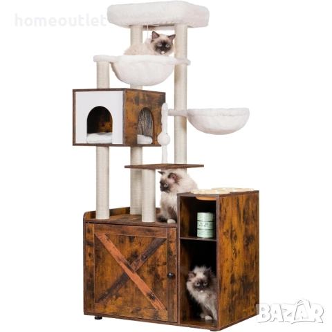 ПРОМОЦИЯ Многофункционална котешка къща с драскалка, хамаци и шкаф за котешка тоалетна MPJ115SR