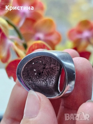 Красив сребърен пръстен е емайл, снимка 6 - Пръстени - 52332218