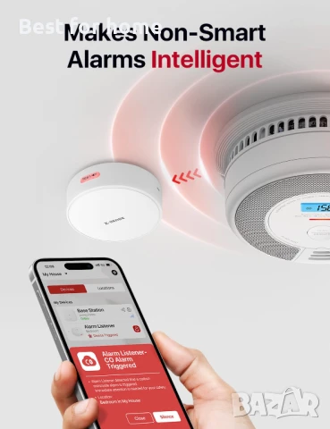 X-Sense Wi-Fi слушател за детектори за дим и въглероден оксид, снимка 2 - Друга електроника - 50961605