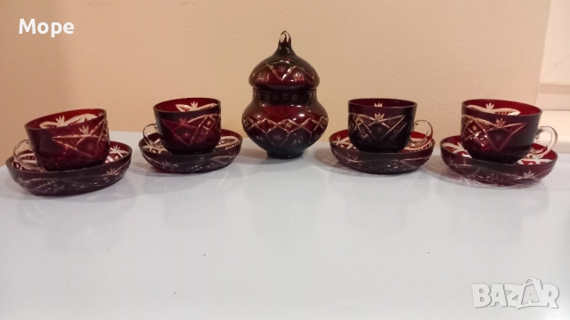 Кристален сервиз червен кристал 