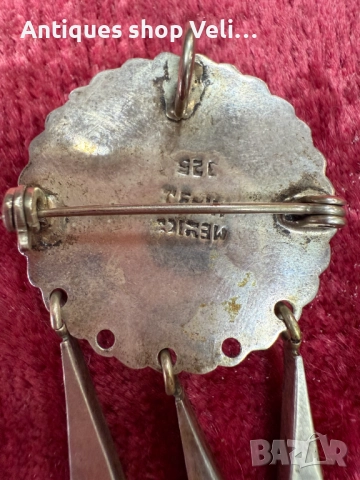 Сребърна брошка/висулка с тюркоаз №7490, снимка 5 - Колиета, медальони, синджири - 52051597