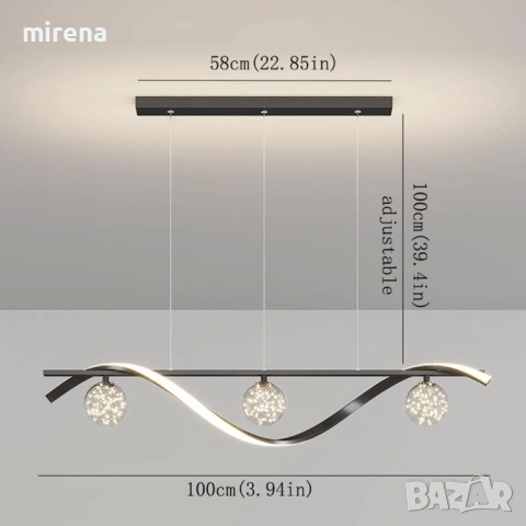 Лампи Nordic Метална лента Висяща лампа ЛЕД LED Димируем полилей Злато, снимка 5 - Лампи за таван - 53420844
