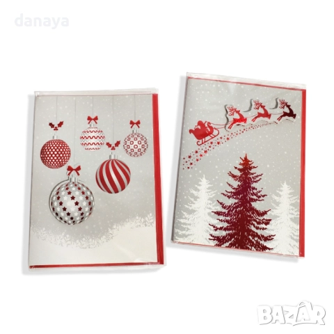 6215 Коледна картичка с червен плик за коледни пожелания