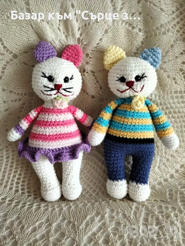 Плетени играчки - зайци и котки, снимка 9 - Плюшени играчки - 49876682