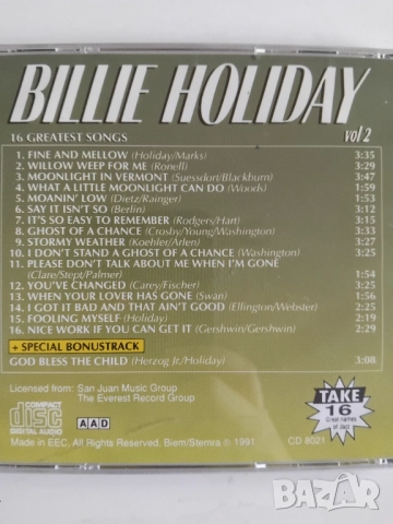 Billie Holiday – 16 Greatest Songs - оригинален диск музика, снимка 2 - CD дискове - 52840715
