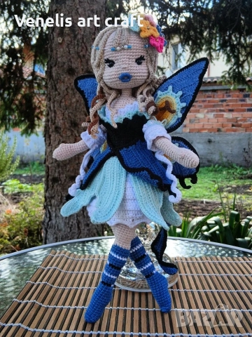 Плетена кукла горска фея Етерия / Феята на Пеперудите , снимка 2 - Кукли - 52657482