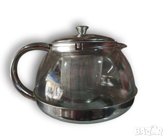 Стъклена кана за чай от неръждаема стомана с цедка за листа, снимка 4 - Аксесоари за кухня - 45751384