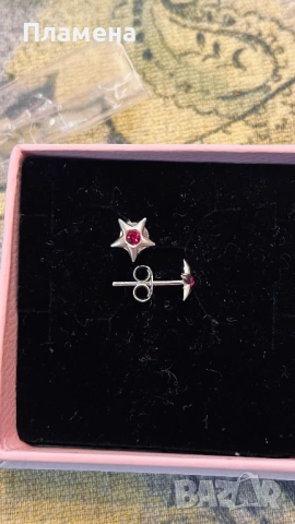 Нежни сребърни обеци звезди с цирконии проба 925 