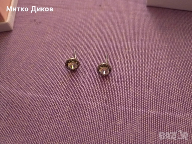 Пандора сребърни обеци нови с камък, снимка 3 - Обеци - 54137147