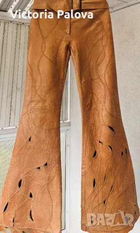 Кожен панталон с перфорация Италия, снимка 3 - Панталони - 50084312