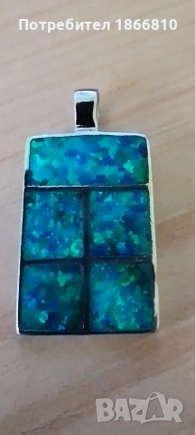 Сребърна висулка с опал, снимка 4 - Колиета, медальони, синджири - 53855049