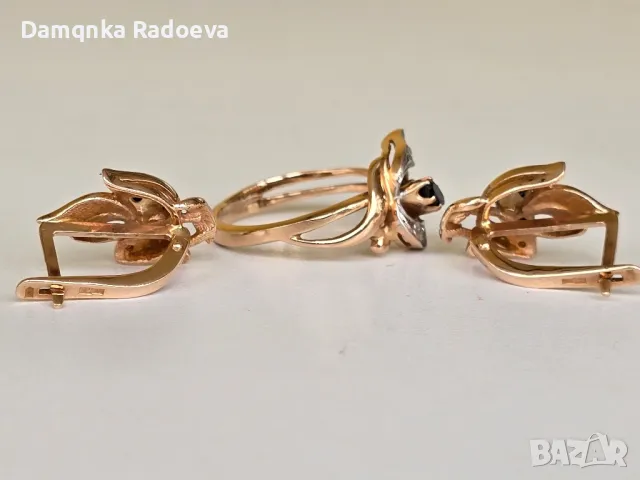 Златен комплект розово злато 14 карата, снимка 15 - Колиета, медальони, синджири - 49783258