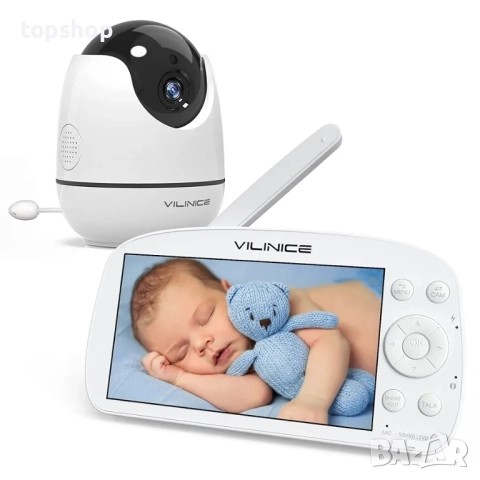 Нов бебефон Vili Nice с 720P HD голям 5.5" дисплей, автоматично нощно виждане, двупосочен разговор..