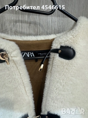 Пухено яке Zara, снимка 3 - Якета - 53990521