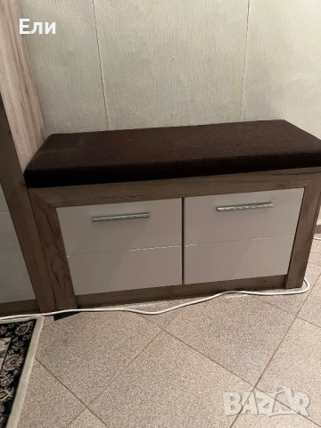 Модулно антре – модерен комплект с гланц бяло и дъб, снимка 4 - Портманта - 54098935