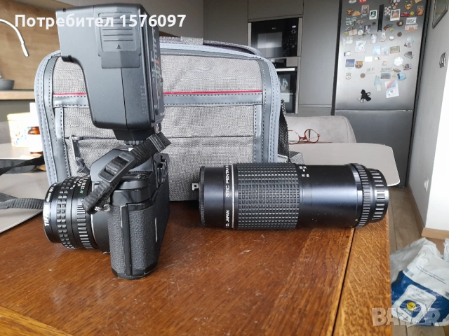Pentax P30 с обективи 50мм и 80-200мм PK байонет, чанта и светкавица, снимка 3 - Фотоапарати - 53961150