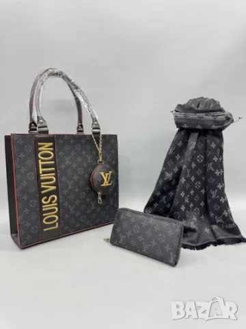 дамски комплект чанта, портмоне и шал louis vuitton , снимка 3 - Чанти - 48037580