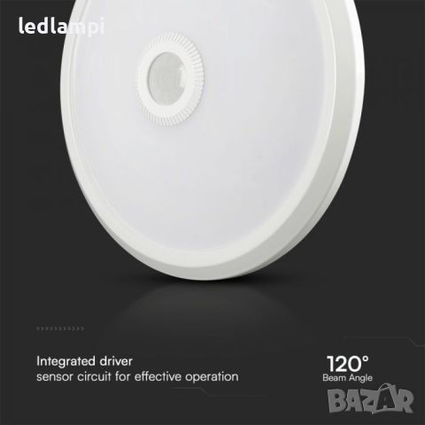 LED Плафониера със Сензор 12W SAMSUNG чип Кръг 3в1, снимка 4 - Лед осветление - 45420659