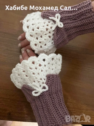 Ръчно плетени ръкавици с цвят по ваш избор, снимка 3 - Ръкавици - 53479233