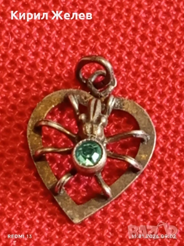 Винтидж сребърен медальон Love Bug Любовно буболече с Топаз много красив стилен дизайн 52579, снимка 7 - Колиета, медальони, синджири - 53059877