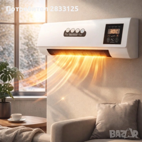 Стенен PTC отоплител и вентилатор LX-333 – 1800W, дистанционно управление и таймер, снимка 13 - Отоплителни печки - 53660762