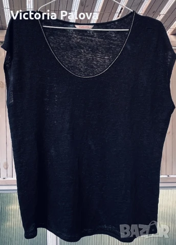Ленена тениска/топ CAMAÏEU Франция, снимка 6 - Корсети, бюстиета, топове - 51228455