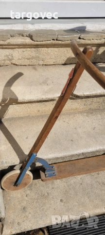 Уникална старинна дървена тротинетка, снимка 5 - Антикварни и старинни предмети - 53855352