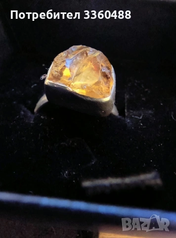 сребърен пръстен с необработен цитрин 
