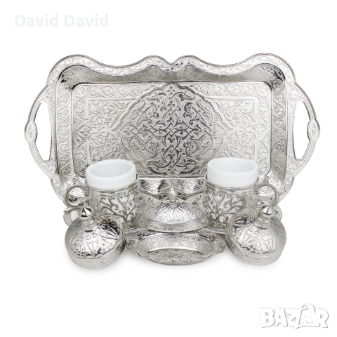 Комплект Турски Чаши за Кафе – 2 Броя, Сребърни | На Едро, снимка 1