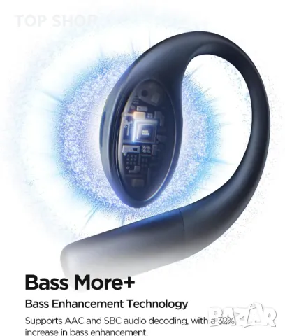 1MORE S51 Слушалки с отворено ухо, ултралек дизайн, сигурно прилягане, Bass More+, IPX5, черни, снимка 6 - Безжични слушалки - 49500265