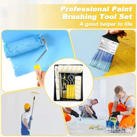 Комплект от 12 части Easy Coater валяци за боядисване с удължител и тава за боядисване, снимка 6 - Бои, лакове, мазилки - 54064369