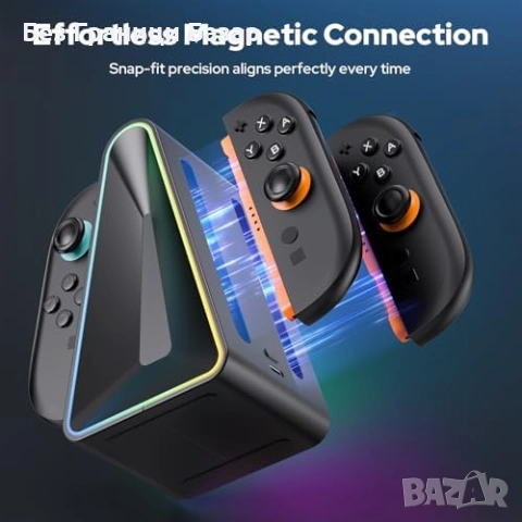 Нова Switch 2 Joy-Con зарядна док станция 4 контролера магнитна RGB, снимка 5 - Аксесоари - 53698609