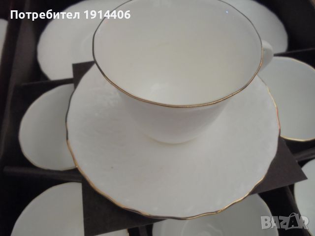 Елегантен сервиз за чай от костен порцелан със златен кант  и с прекрасен дизайн, лимитирана серия,, снимка 13 - Сервизи - 46462710