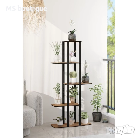 Дървена стойка за растения, Woody Fashion, модел Гардения, орех, 20x60x140см, дървени крака, снимка 2 - Други - 52801471