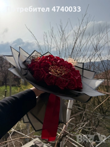 Вечен букет от сатенени рози, снимка 2 - Подаръци за жени - 53918629