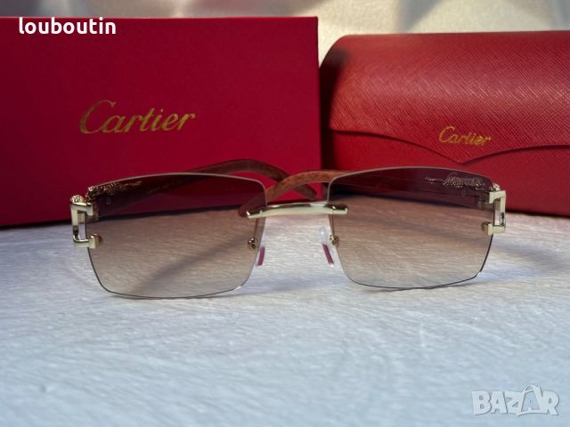 Cartier висок клас слънчеви очила Мъжки Дамски слънчеви с дървени дръжки, снимка 14 - Слънчеви и диоптрични очила - 45505174
