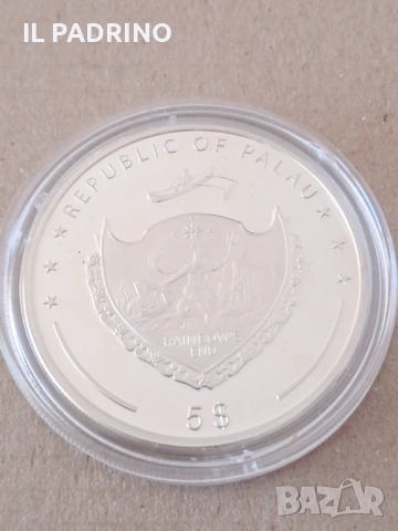 Сребро Палау крокодил с камък Сваровски 5долара 25грама проба 925, снимка 2 - Нумизматика и бонистика - 53121190