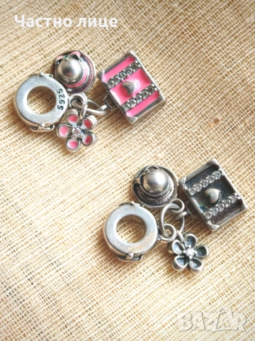 Седем Оригинални Сребърни Талисмани PANDORA Пандора плюс Една Гривна Пандора, снимка 6 - Гривни - 51870425