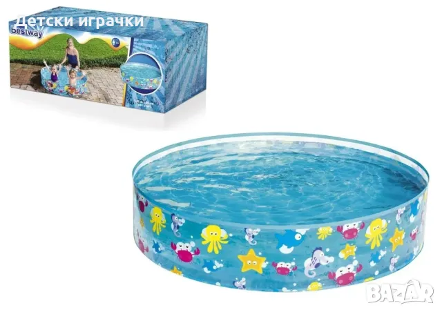 Детски басейн с твърд борд Bestway, 122 x 25 см, Морски животни, снимка 3 - Басейни и аксесоари - 49923270
