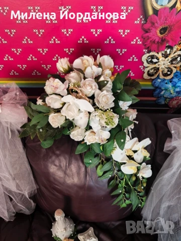 сватбени букети и декорация за кола, снимка 3 - Декорация - 50980647