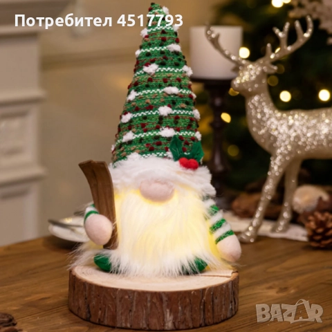 Светеща коледна играчка – Декорация с LED осветление и плетена шапка, снимка 3 - Коледни подаръци - 52570581