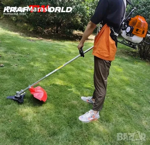 Гръбен бензинов тример за трева KraftWorld с аксесоари, снимка 2 - Други инструменти - 50432834