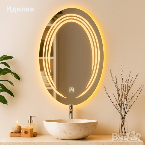 Огледало за баня с LED светлина, снимка 2 - Огледала - 51741527